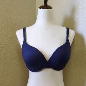 Victoria's Secret Body By Victoria Perfect Shape Navy Blue Padded Bra Size 34DD